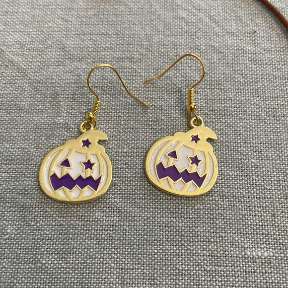 Pumpkin Halloween Necklace Earrings Set - Picture 2 of 3